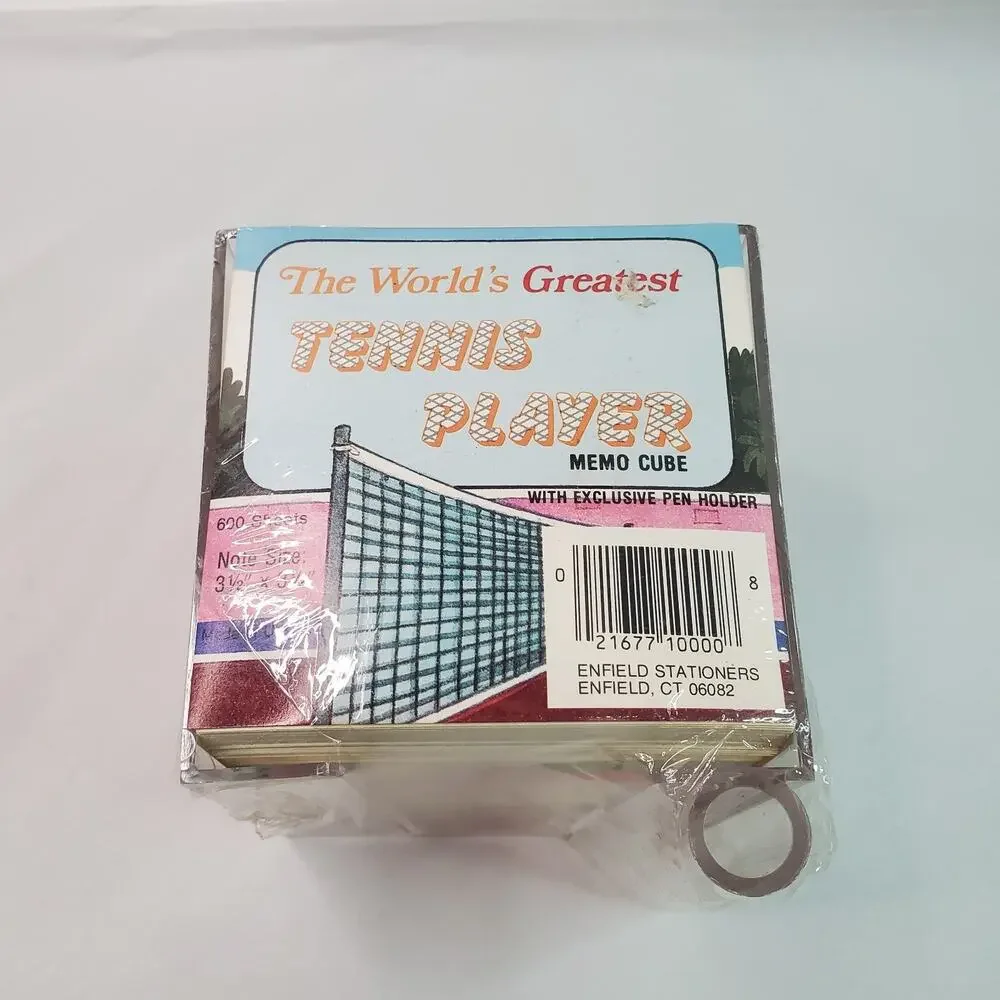 Vtg MEMO CUBE Clear w/Pen Holder - 600 Notes Size: 3.5